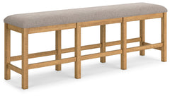 Ashley Furniture - HAVONPLANE 72" COUNTER HEIGHT BENCH - Light Brown Fabric|Wood - Benches