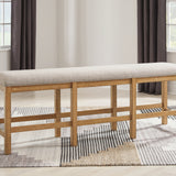 Ashley Furniture - HAVONPLANE 72" COUNTER HEIGHT BENCH - Light Brown Fabric|Wood - Benches - Additional View 1