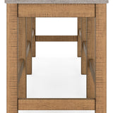 Ashley Furniture - HAVONPLANE 72" COUNTER HEIGHT BENCH - Light Brown Fabric|Wood - Benches - Additional View 5