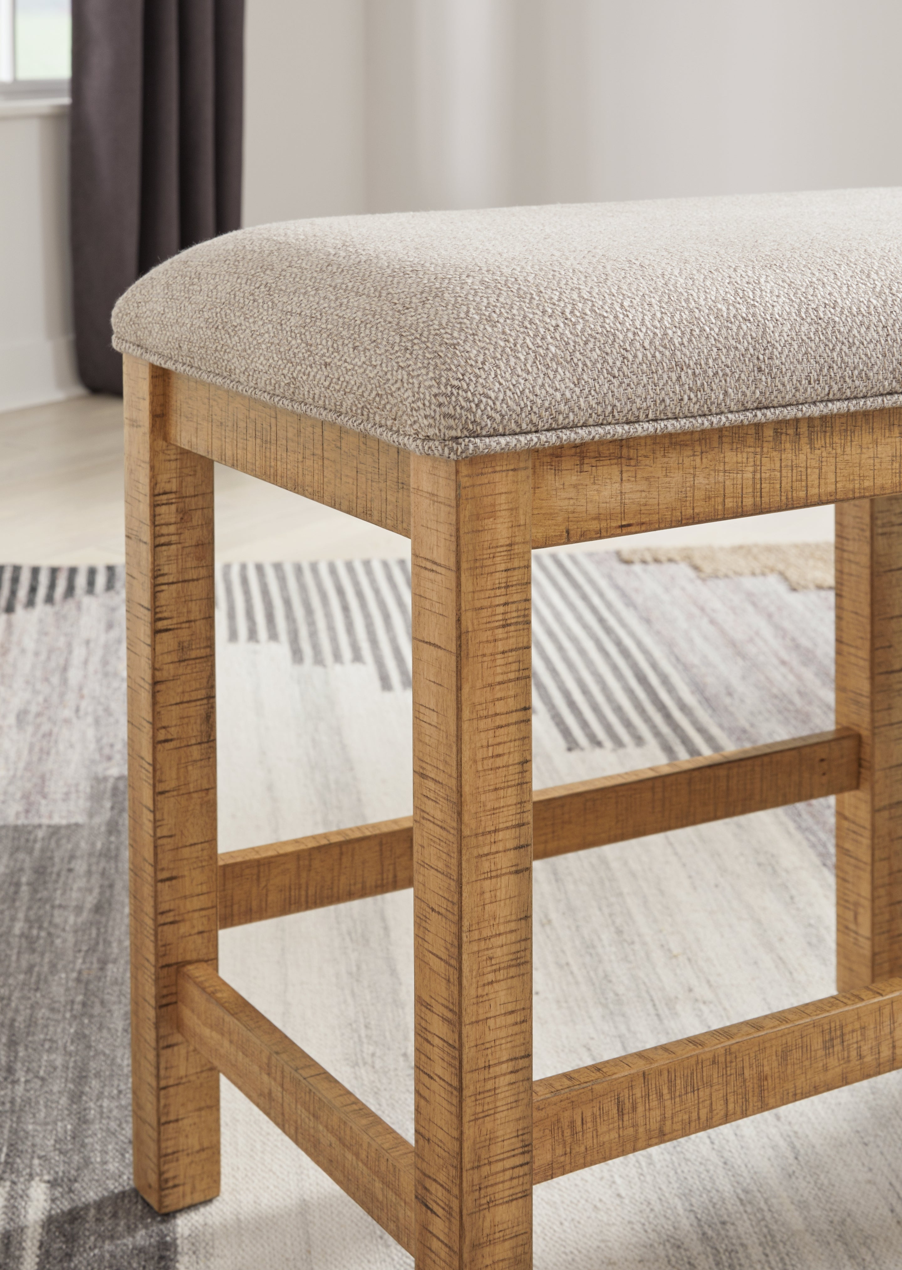 Ashley Furniture - HAVONPLANE 72" COUNTER HEIGHT BENCH - Light Brown Fabric|Wood - Benches - Additional View 7