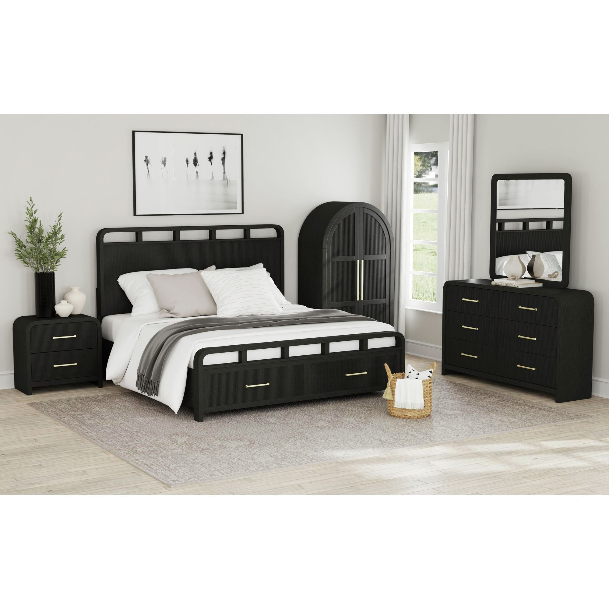 Elements International - RIDGEMONT BLACK KING BED - Wood - Beds - Additional View 3