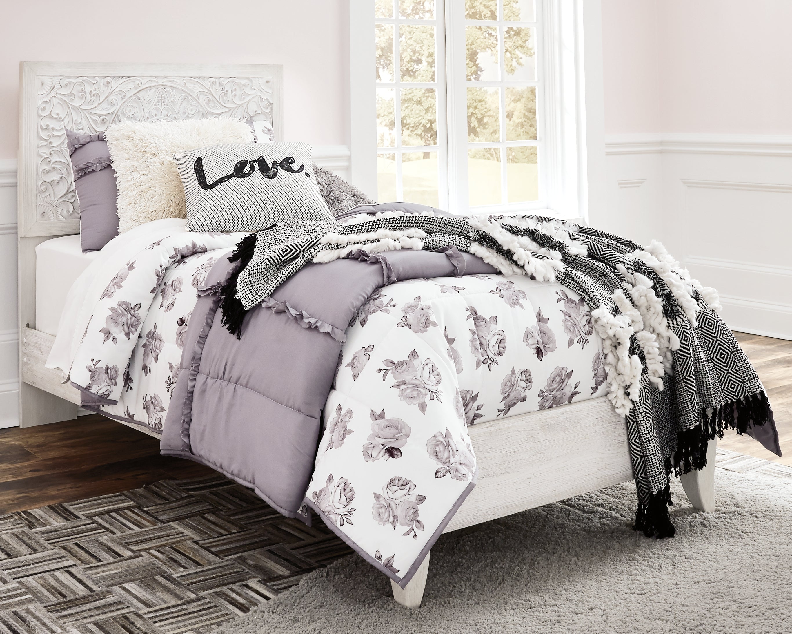 Ashley Furniture - Paxberry Twin Bed - White Wood - Beds - Additional View 3