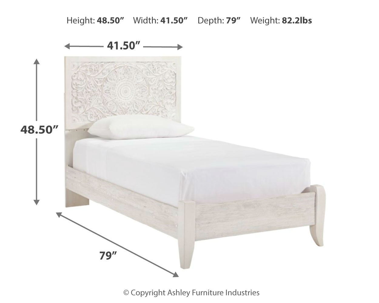 Ashley Furniture - Paxberry Twin Bed - White Wood - Beds - Additional View 5