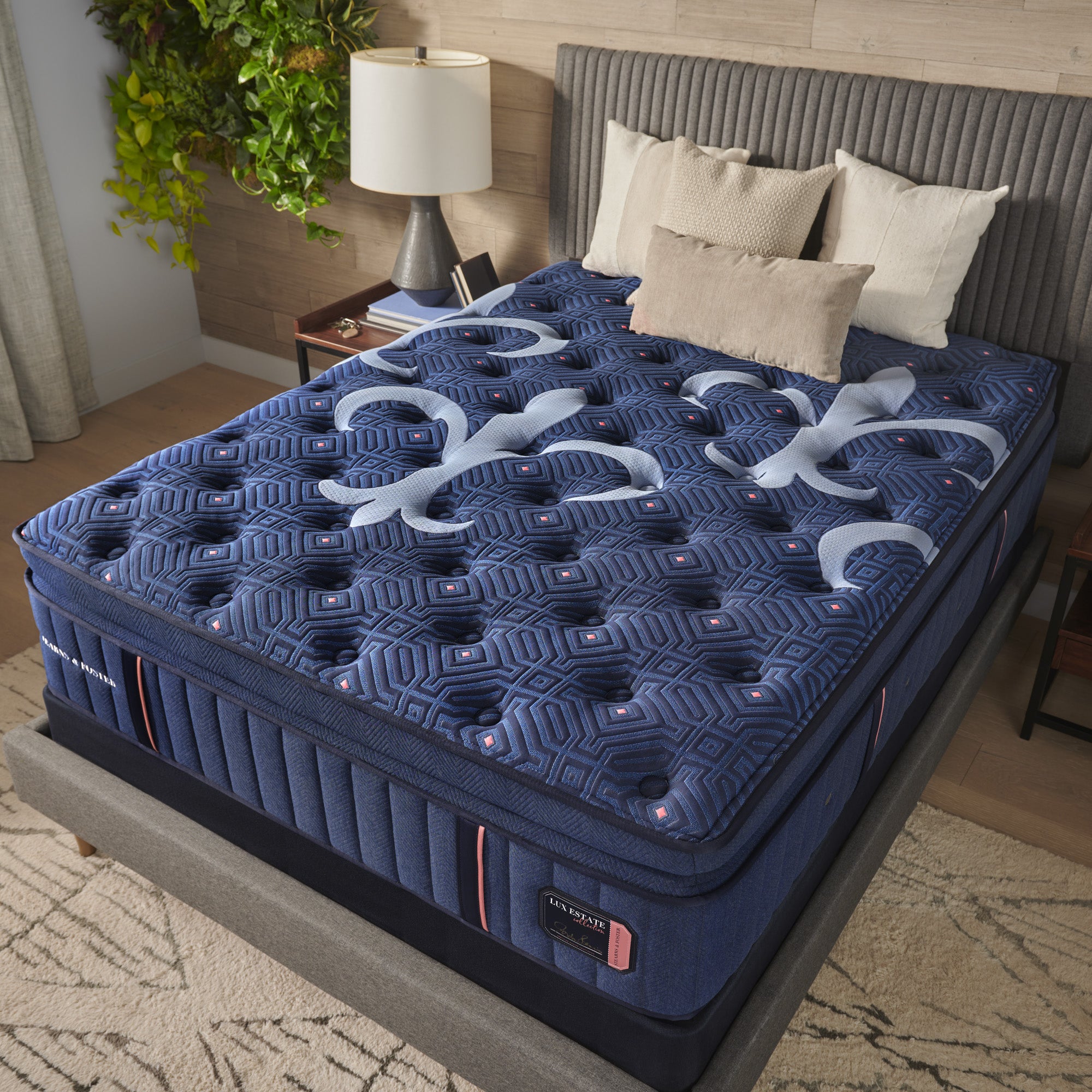 Tempur Sealy - LUX ESTATE FIRM EURO PILLOWTOP KING MATTRESS - Blue Fabric - Mattresses - Additional View 4