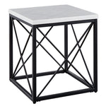Steve Silver Furniture - SKYLER END TABLE - White|Black Marble/Stone|Metal - Tables