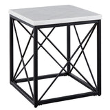 Steve Silver Furniture - SKYLER END TABLE - White|Black Marble/Stone|Metal - Tables