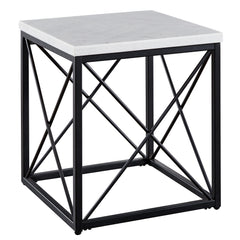 Steve Silver Furniture - SKYLER END TABLE - White|Black Marble/Stone|Metal - Tables