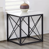 Steve Silver Furniture - SKYLER END TABLE - White|Black Marble/Stone|Metal - Tables - Additional View 1