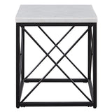 Steve Silver Furniture - SKYLER END TABLE - White|Black Marble/Stone|Metal - Tables - Additional View 2