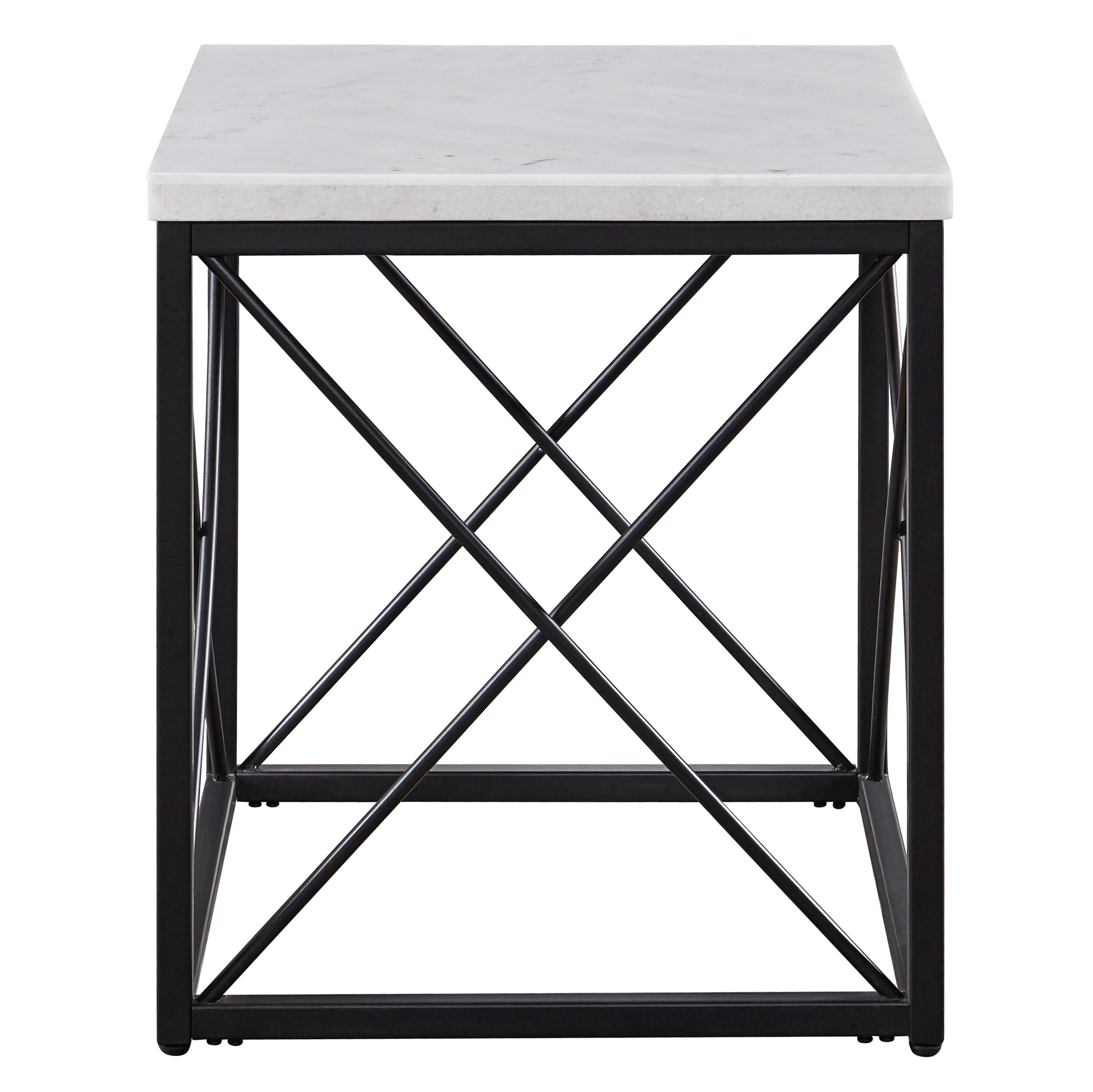Steve Silver Furniture - SKYLER END TABLE - White|Black Marble/Stone|Metal - Tables - Additional View 2