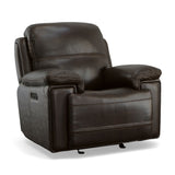 Flexsteel - FENWICK POWER DARK BROWN RECLINER P2 - Leather - Chairs