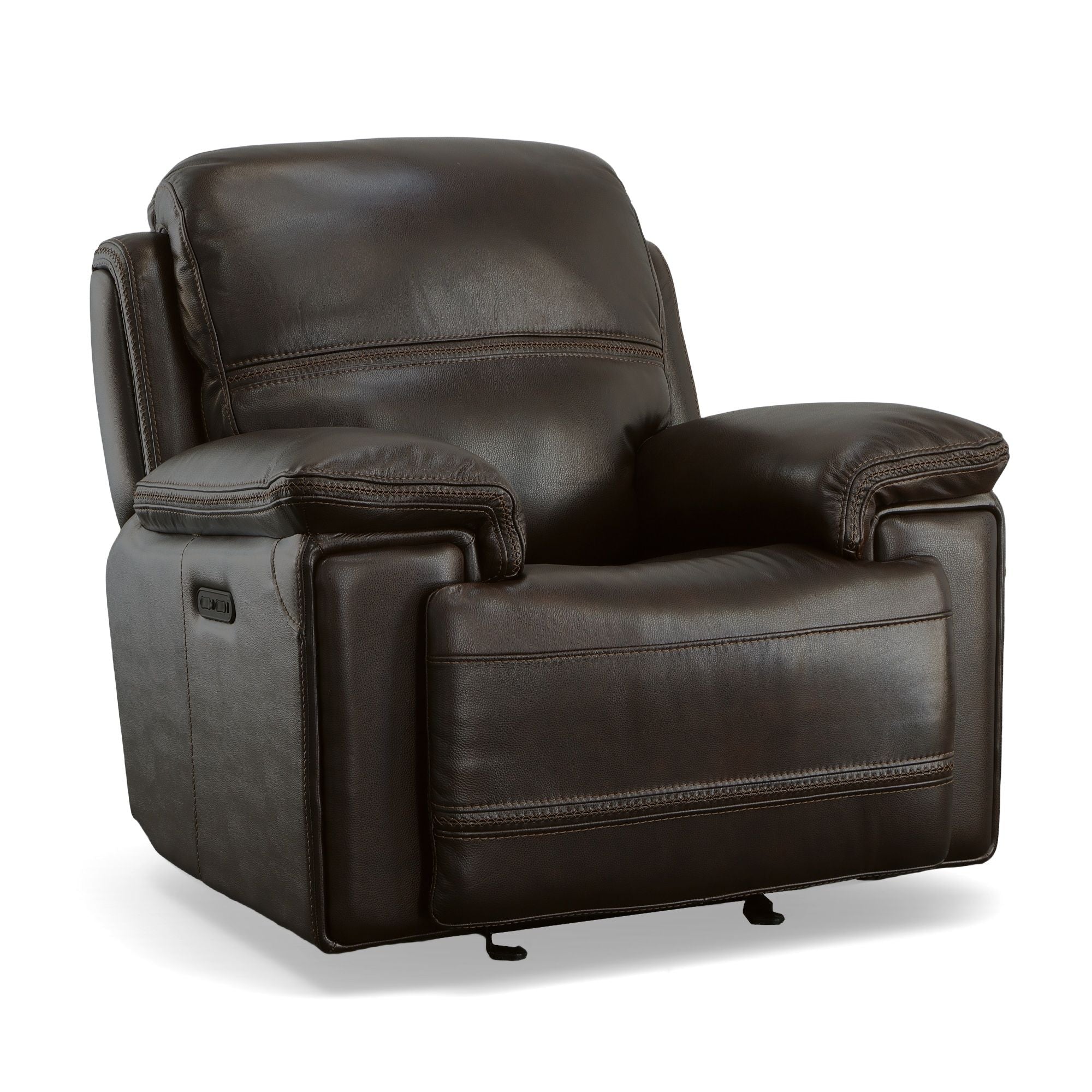 Flexsteel - FENWICK POWER DARK BROWN RECLINER P2 - Leather - Chairs