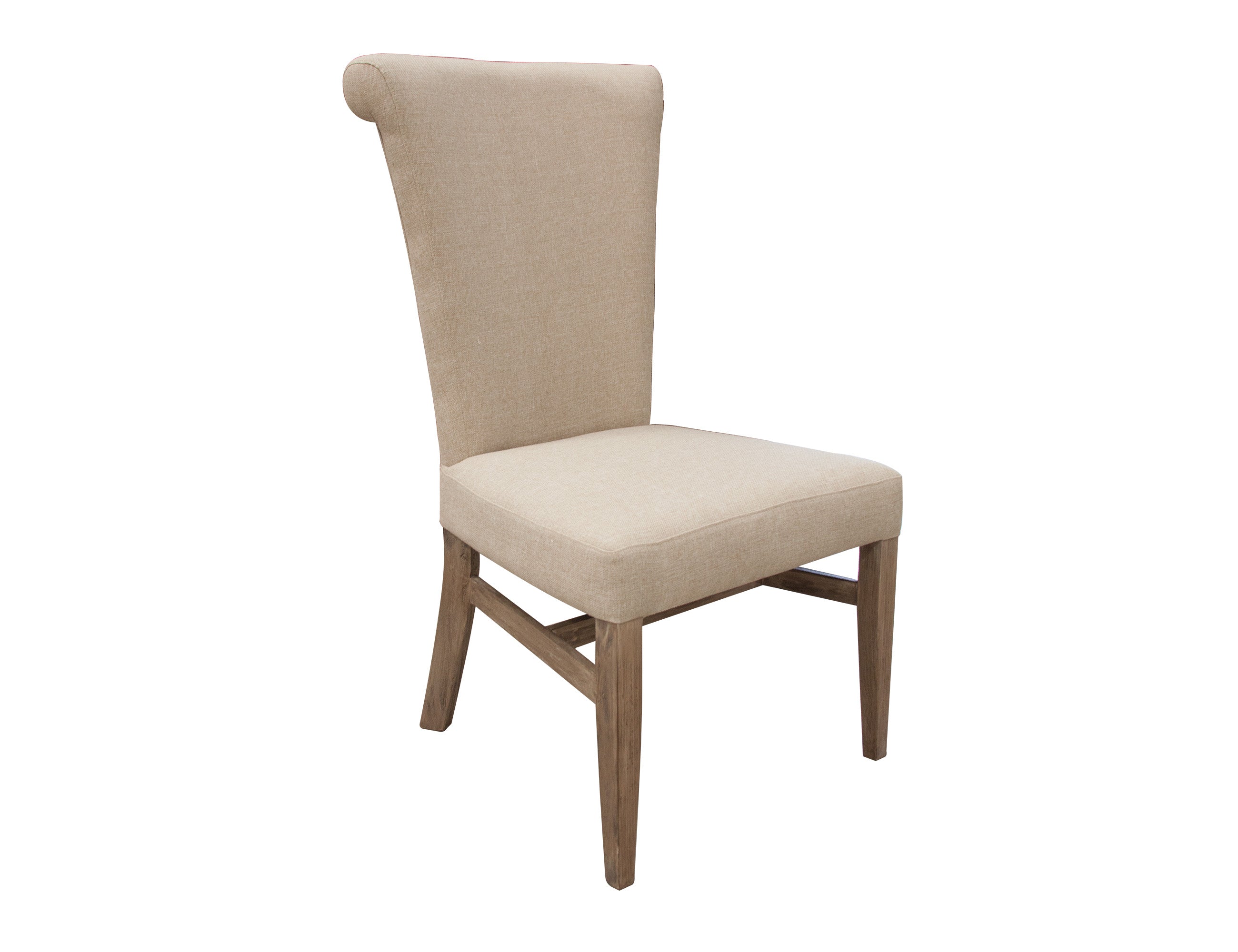 International Furniture Direct - BONANZA CHAIR WITH HANDLE - Beige|Light Brown Wood|Fabric - Chairs