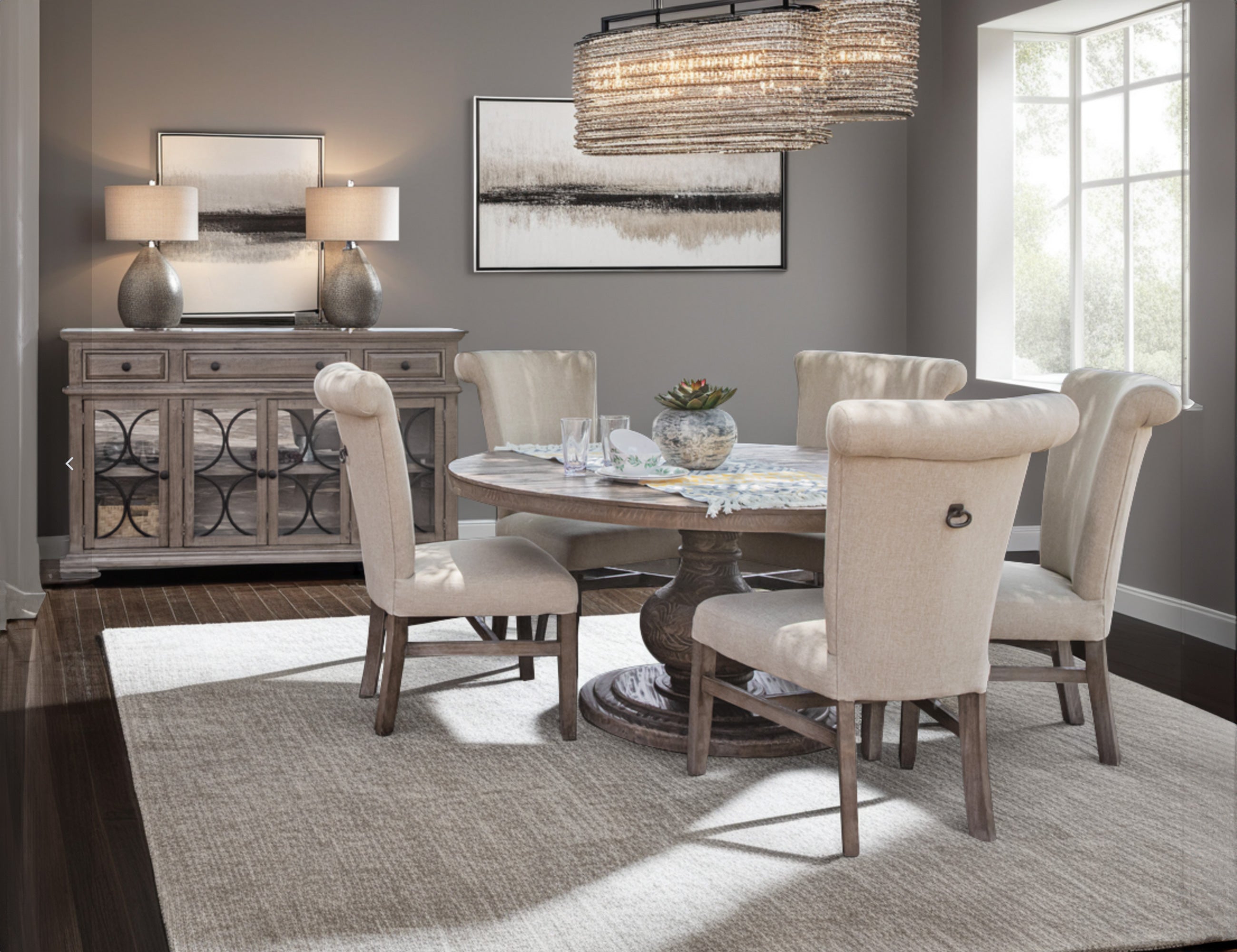 International Furniture Direct - BONANZA CHAIR WITH HANDLE - Beige|Light Brown Wood|Fabric - Chairs - Additional View 2