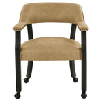 Steve Silver Furniture - Rylie Black Dining Arm Chair With Casters - Black|Light Brown Faux Leather|Wood - Chairs