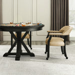Steve Silver Furniture - Rylie Black Dining Arm Chair With Casters - Black|Light Brown Faux Leather|Wood - Chairs - Additional View 5