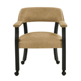 Steve Silver Furniture - Rylie Black Dining Arm Chair With Casters - Black|Light Brown Faux Leather|Wood - Chairs - Additional View 6