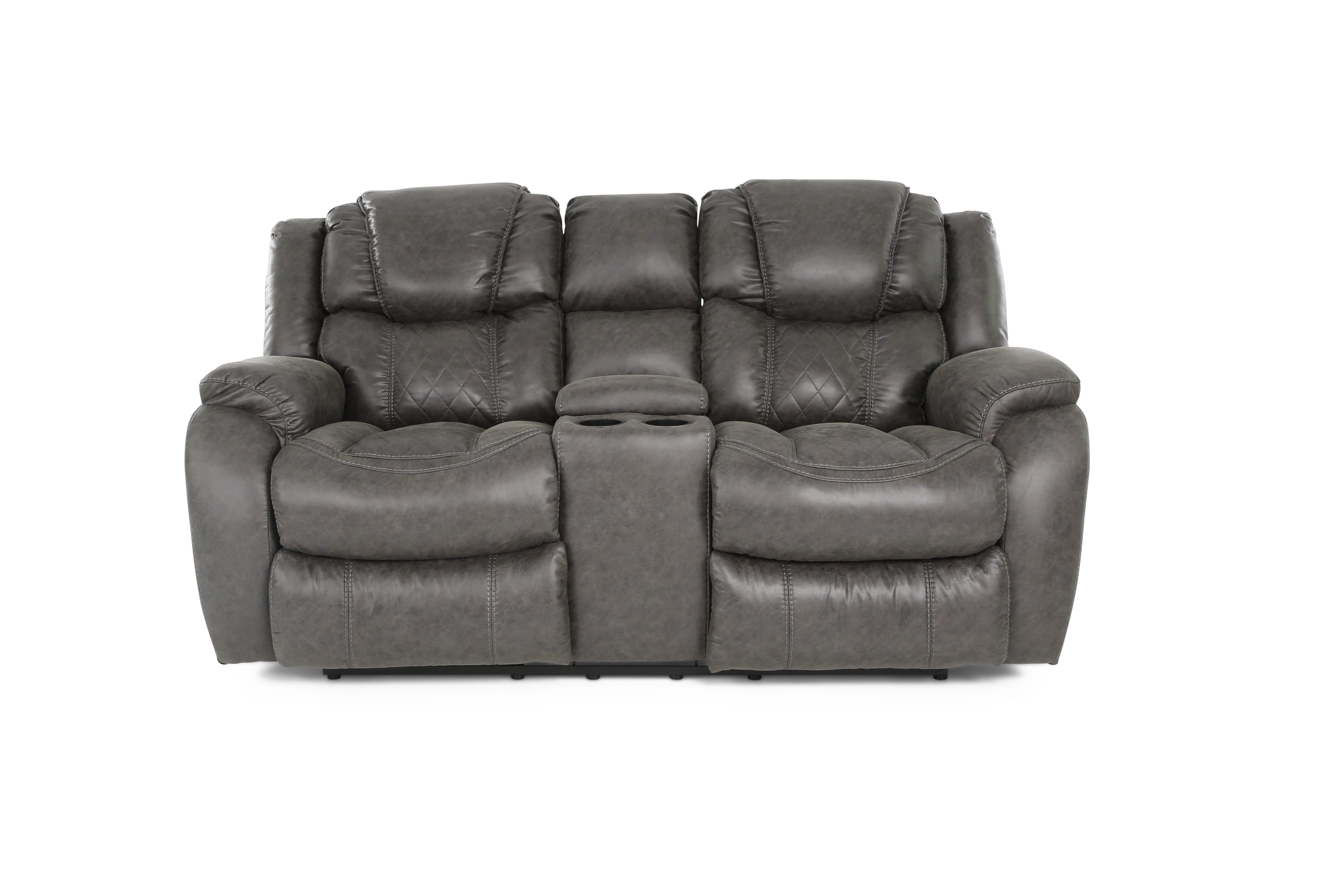 Cason Reclining Loveseat With Console - Steel