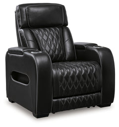 Ashley Furniture - Boyington Power Recliner With Massage, Heat, And Led Lighting - Black - Leather Match - Recliners