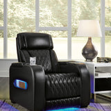 Ashley Furniture - Boyington Power Recliner With Massage, Heat, And Led Lighting - Black - Leather Match - Recliners - Additional View 1