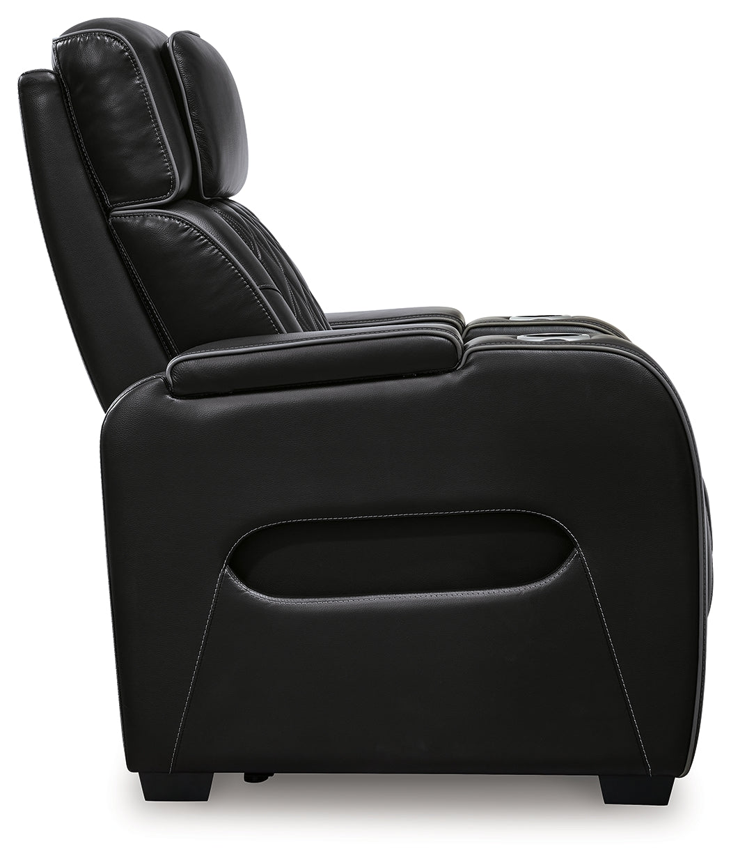 Ashley Furniture - Boyington Power Recliner With Massage, Heat, And Led Lighting - Black - Leather Match - Recliners - Additional View 4