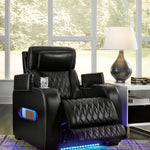 Ashley Furniture - Boyington Power Recliner With Massage, Heat, And Led Lighting - Black - Leather Match - Recliners - Additional View 7