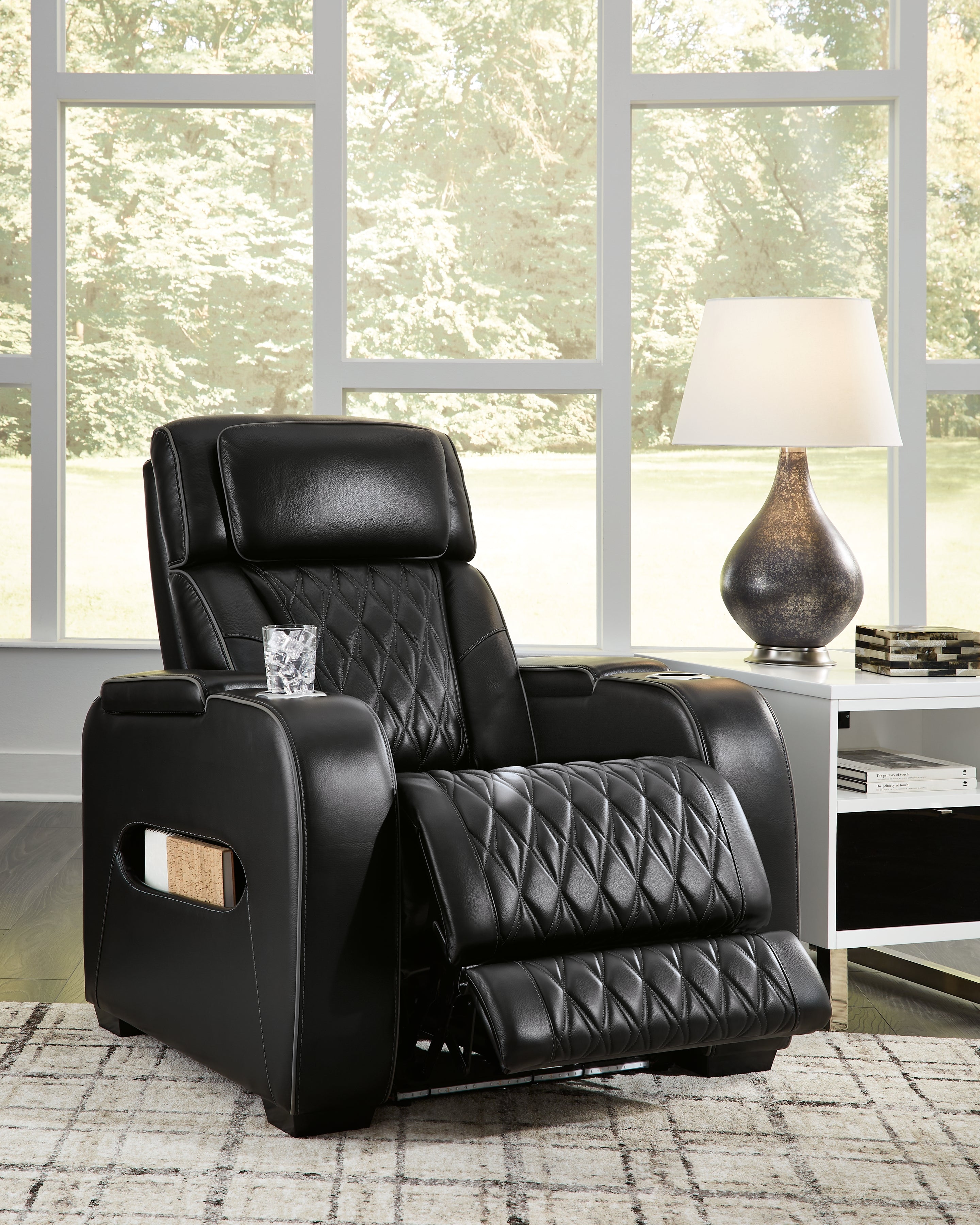 Ashley Furniture - Boyington Power Recliner With Massage, Heat, And Led Lighting - Black - Leather Match - Recliners - Additional View 8
