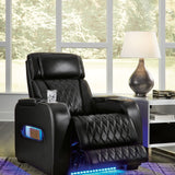 Ashley Furniture - Boyington Power Recliner With Massage, Heat, And Led Lighting - Black - Leather Match - Recliners - Additional View 9