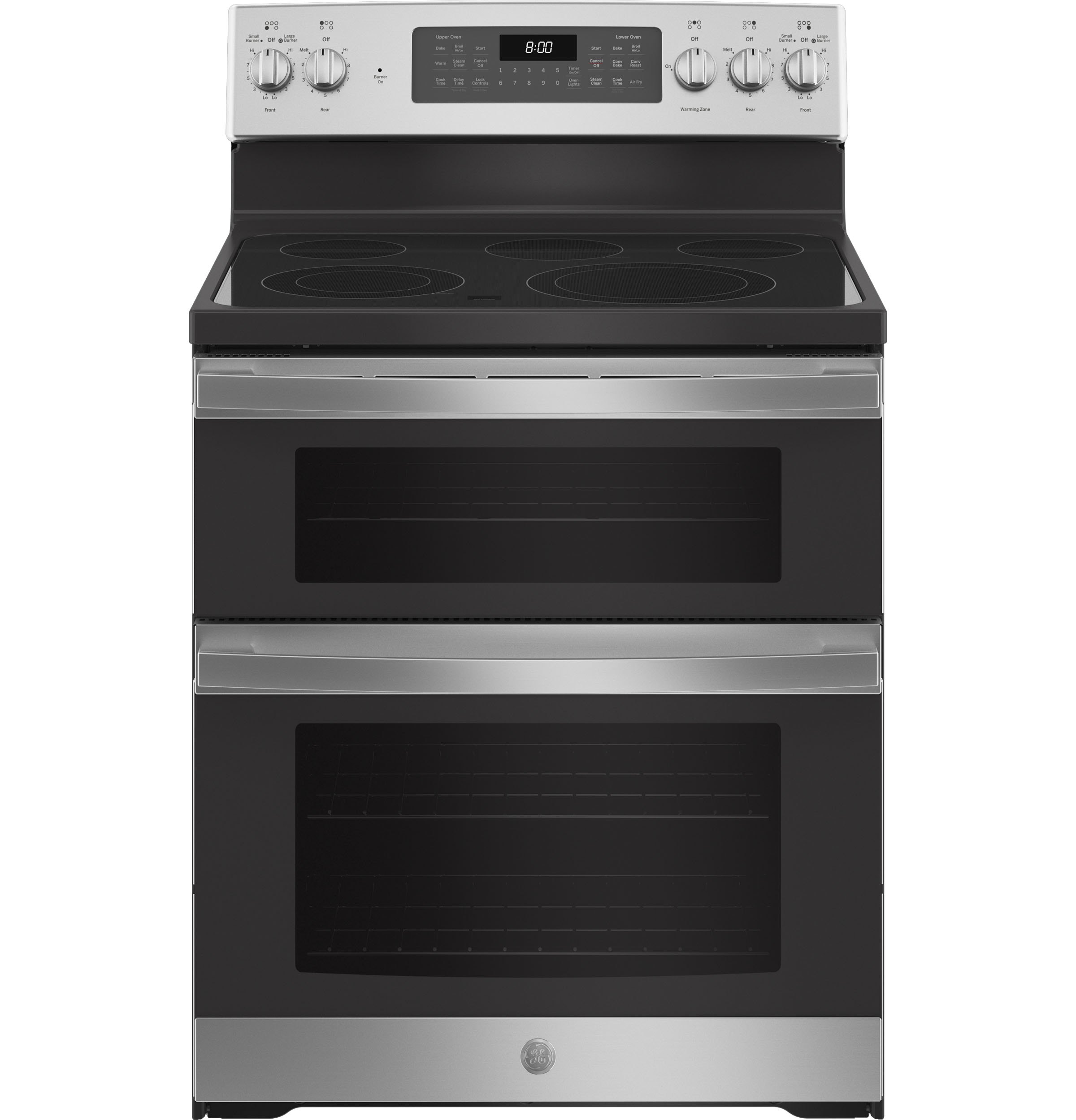 GE STAINLESS ELECTRIC FREE STANDING DOUBLE OVEN CONVECTION RANGE - Pearl Silver|Black - Ranges