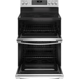 GE STAINLESS ELECTRIC FREE STANDING DOUBLE OVEN CONVECTION RANGE - Pearl Silver|Black - Ranges - Additional View 1