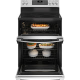 GE STAINLESS ELECTRIC FREE STANDING DOUBLE OVEN CONVECTION RANGE - Pearl Silver|Black - Ranges - Additional View 2