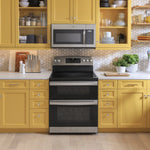 GE STAINLESS ELECTRIC FREE STANDING DOUBLE OVEN CONVECTION RANGE - Pearl Silver|Black - Ranges - Additional View 15