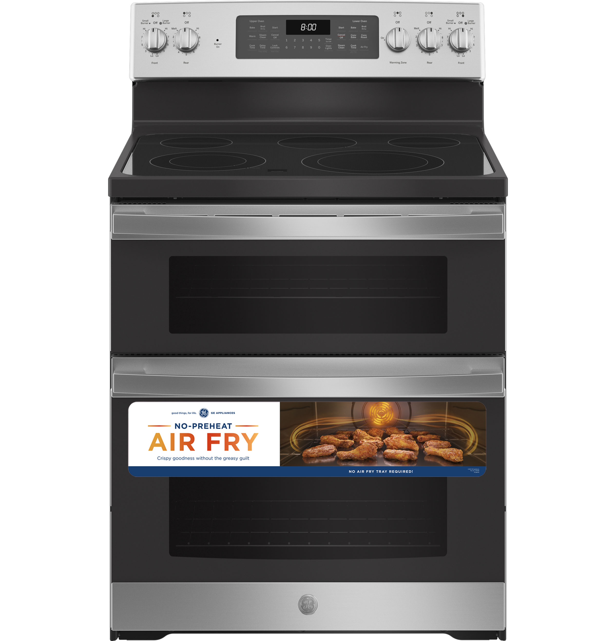 GE STAINLESS ELECTRIC FREE STANDING DOUBLE OVEN CONVECTION RANGE - Pearl Silver|Black - Ranges - Additional View 18