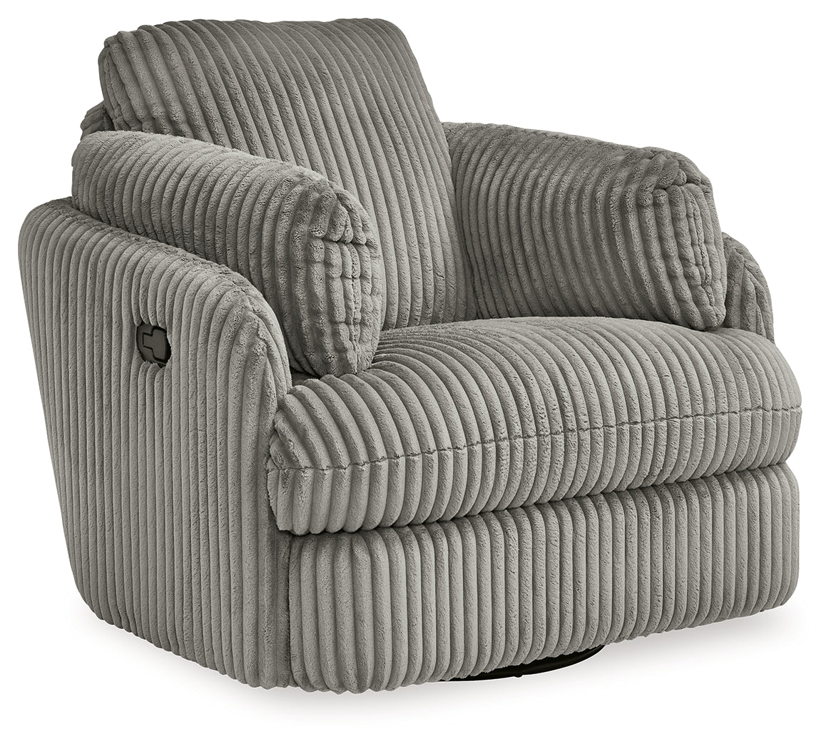Ashley Furniture - TIE-BREAKER FOG SWIVEL GLIDER RECLINER - Dark Gray Fabric - Recliners