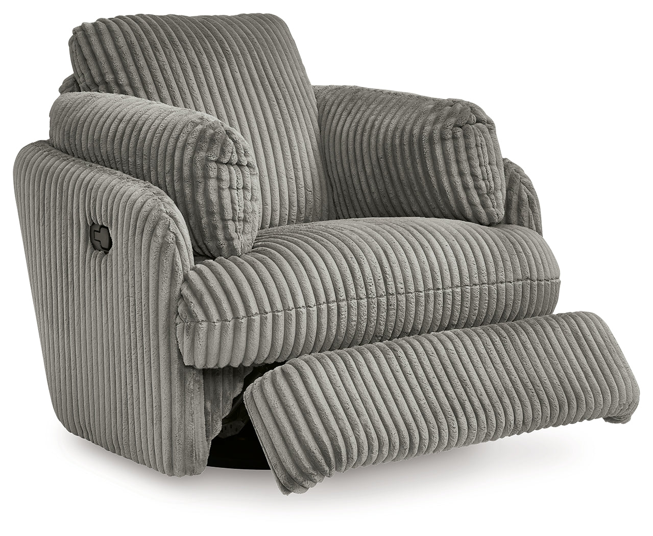 Ashley Furniture - TIE-BREAKER FOG SWIVEL GLIDER RECLINER - Dark Gray Fabric - Recliners - Additional View 2