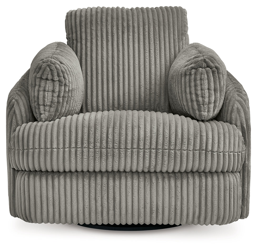 Ashley Furniture - TIE-BREAKER FOG SWIVEL GLIDER RECLINER - Dark Gray Fabric - Recliners - Additional View 3