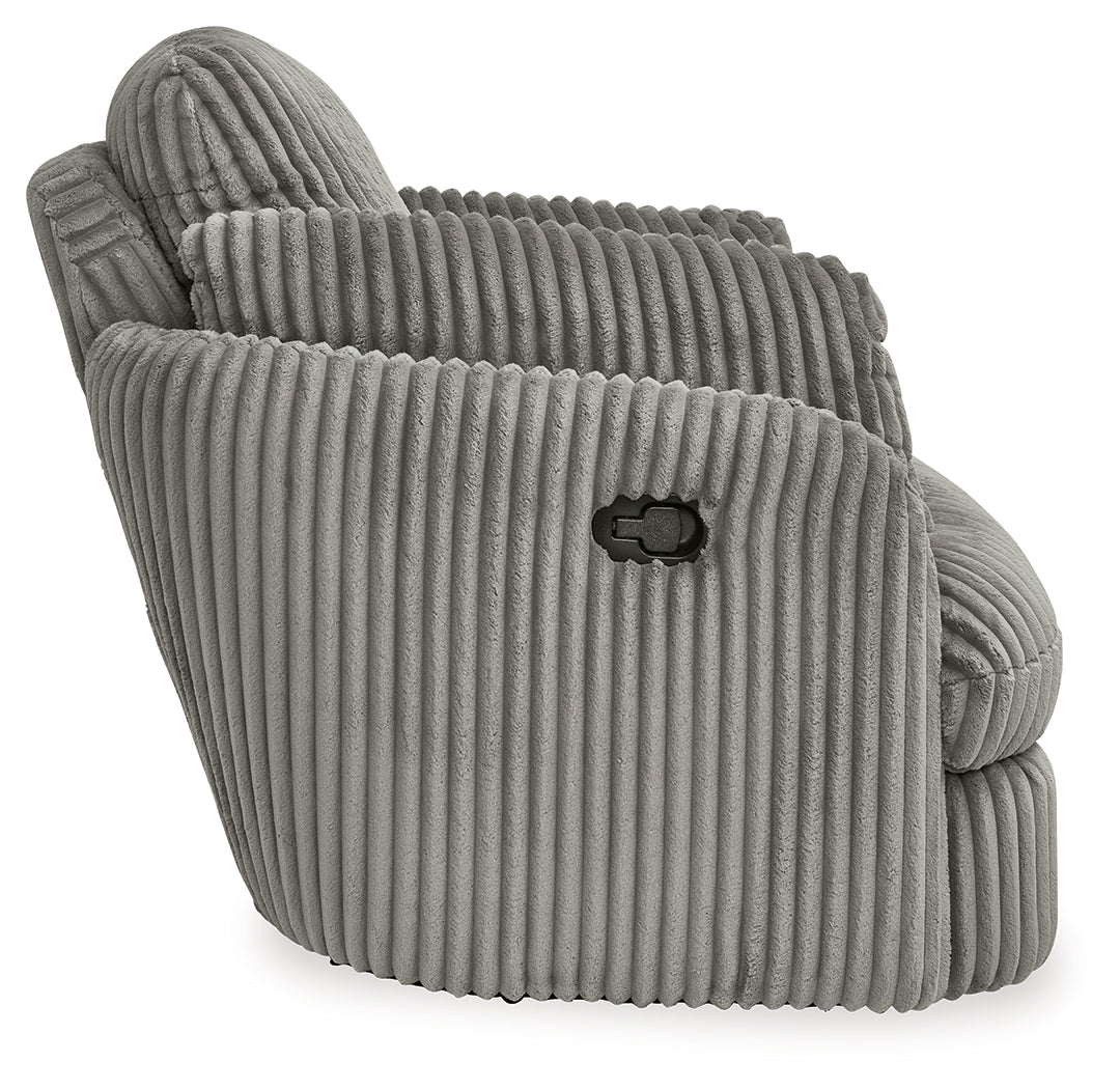 Ashley Furniture - TIE-BREAKER FOG SWIVEL GLIDER RECLINER - Dark Gray Fabric - Recliners - Additional View 4