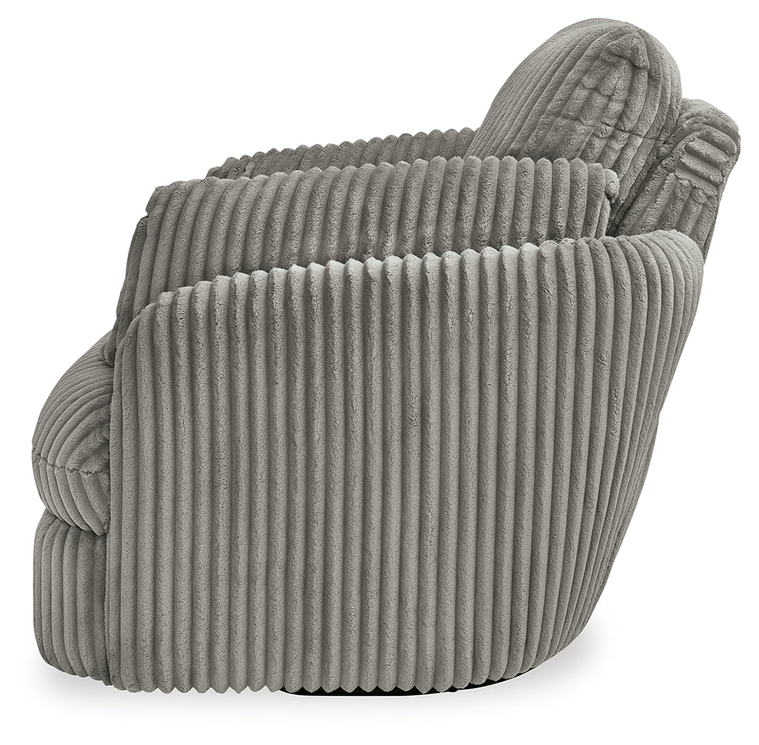 Ashley Furniture - TIE-BREAKER FOG SWIVEL GLIDER RECLINER - Dark Gray Fabric - Recliners - Additional View 7