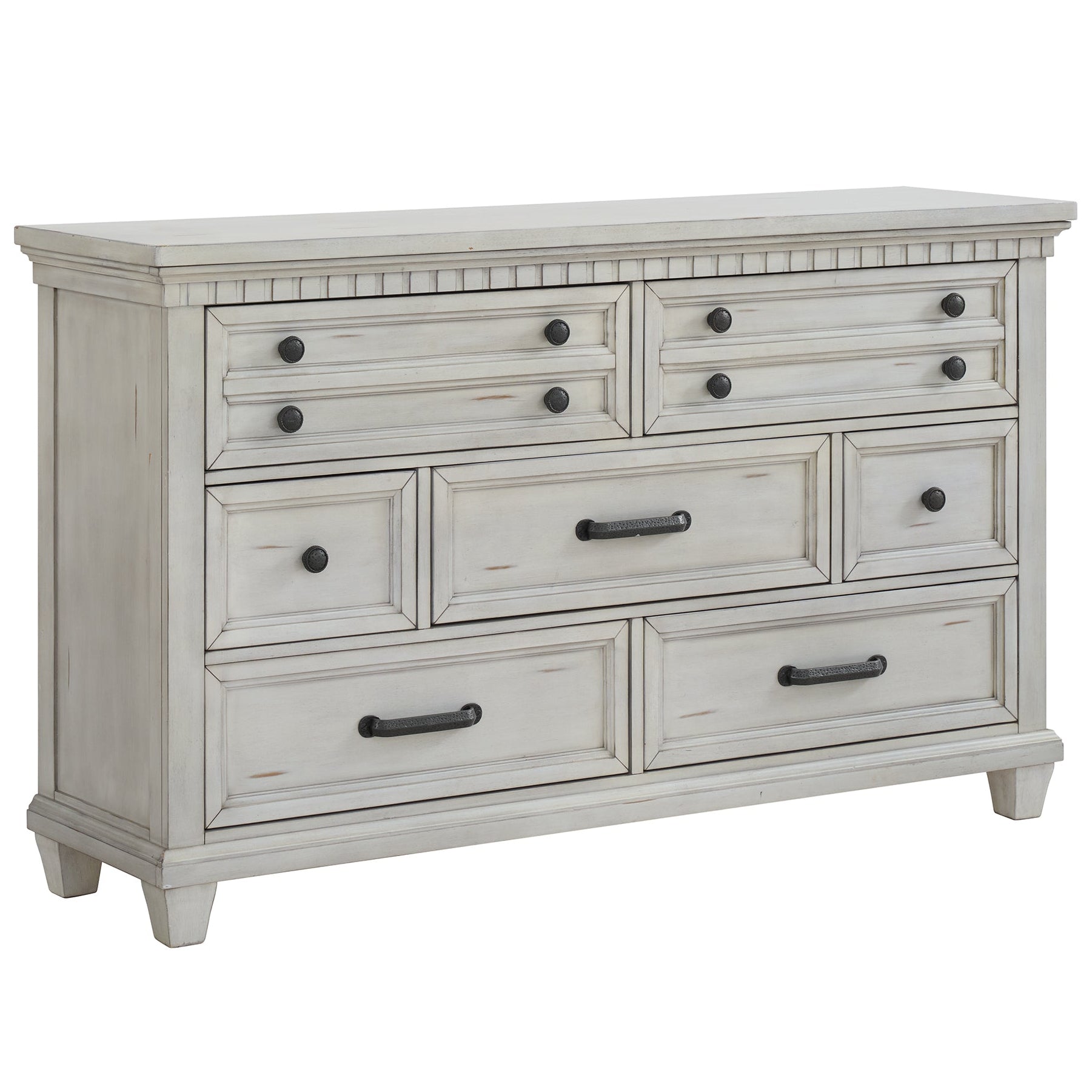 Elements International - Mccoy Dresser - Antique White - Wood - Dresser & Mirror