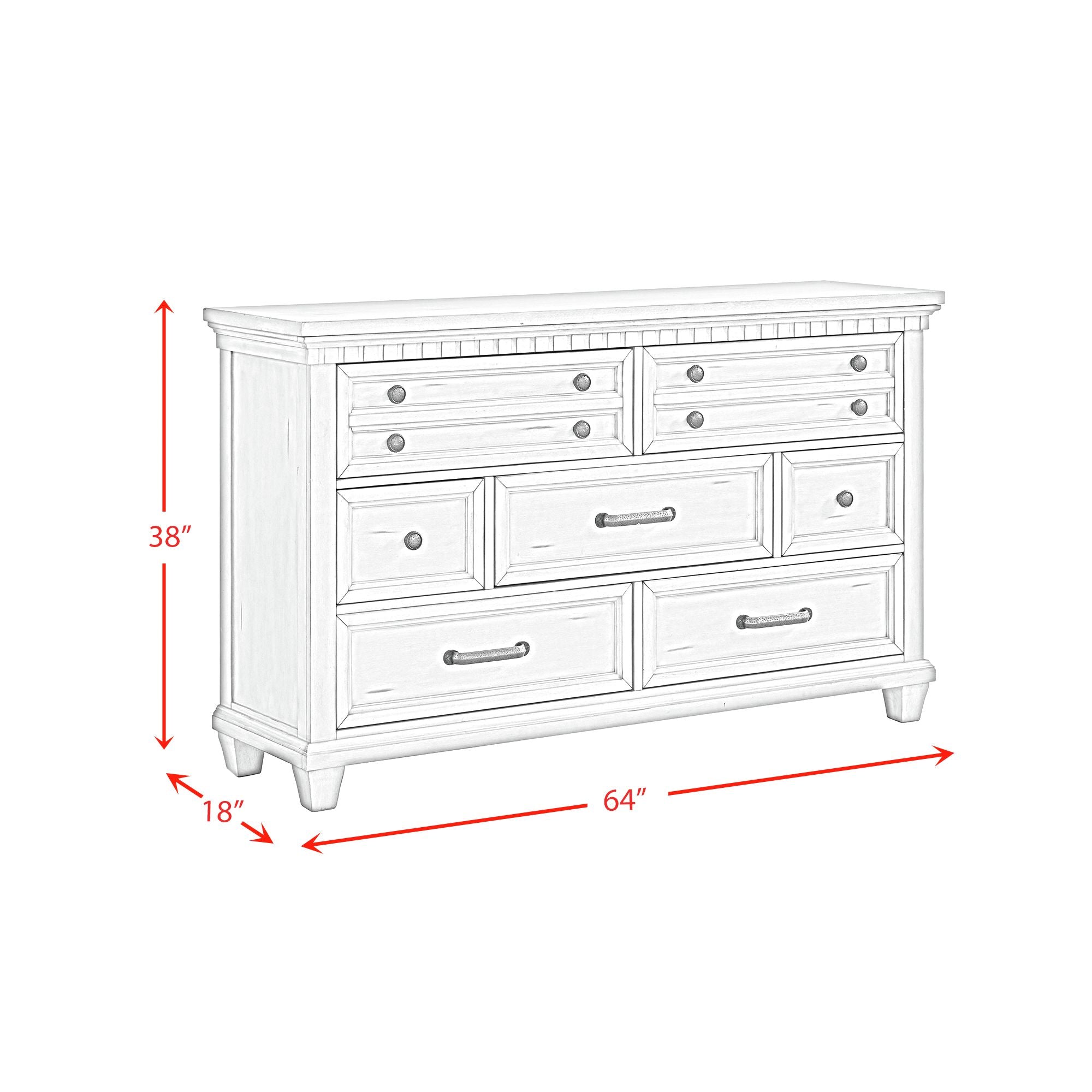 Elements International - Mccoy Dresser - Antique White - Wood - Dresser & Mirror - Additional View 1