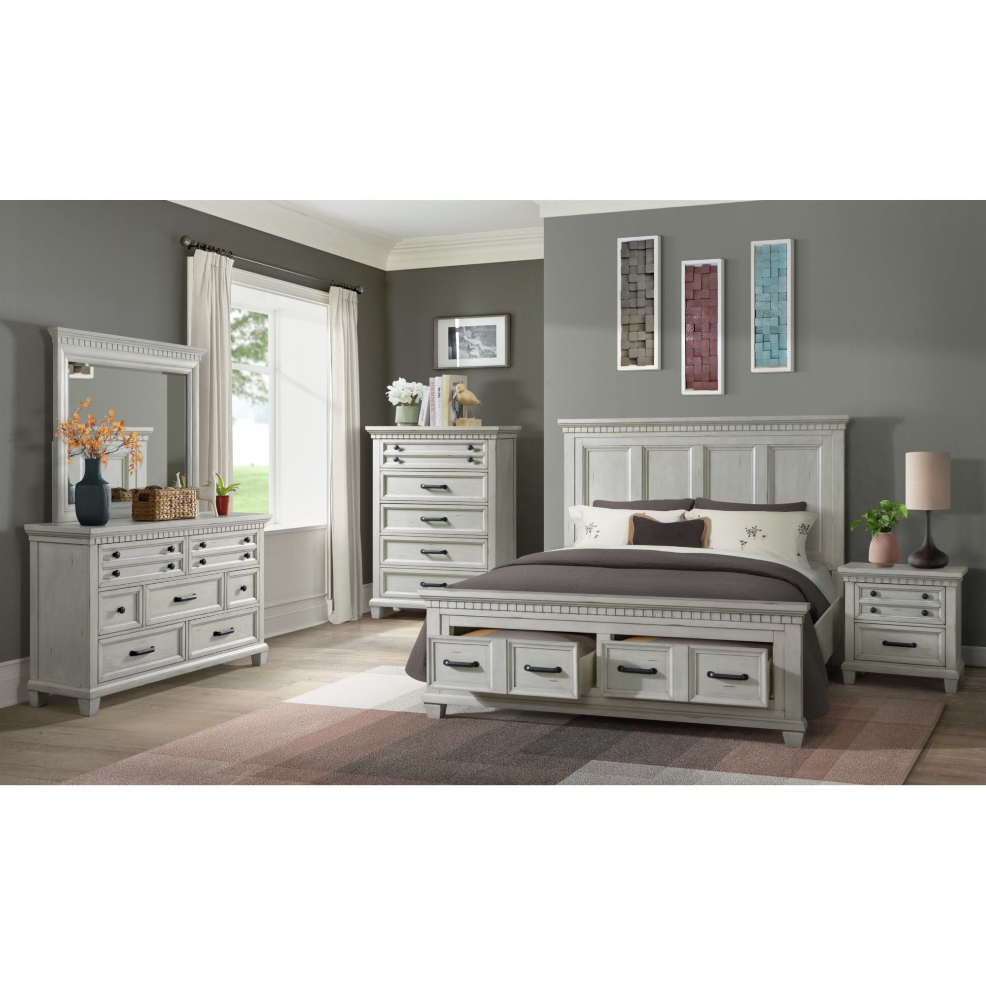 Elements International - Mccoy Dresser - Antique White - Wood - Dresser & Mirror - Additional View 4