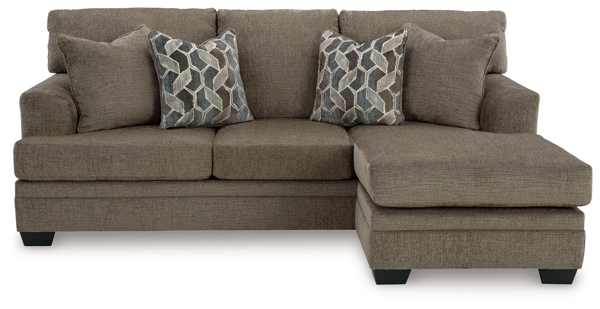 Ashley Furniture - Stonemeade Sofa Chaise - Nutmeg - Dark Brown Fabric - Sofas