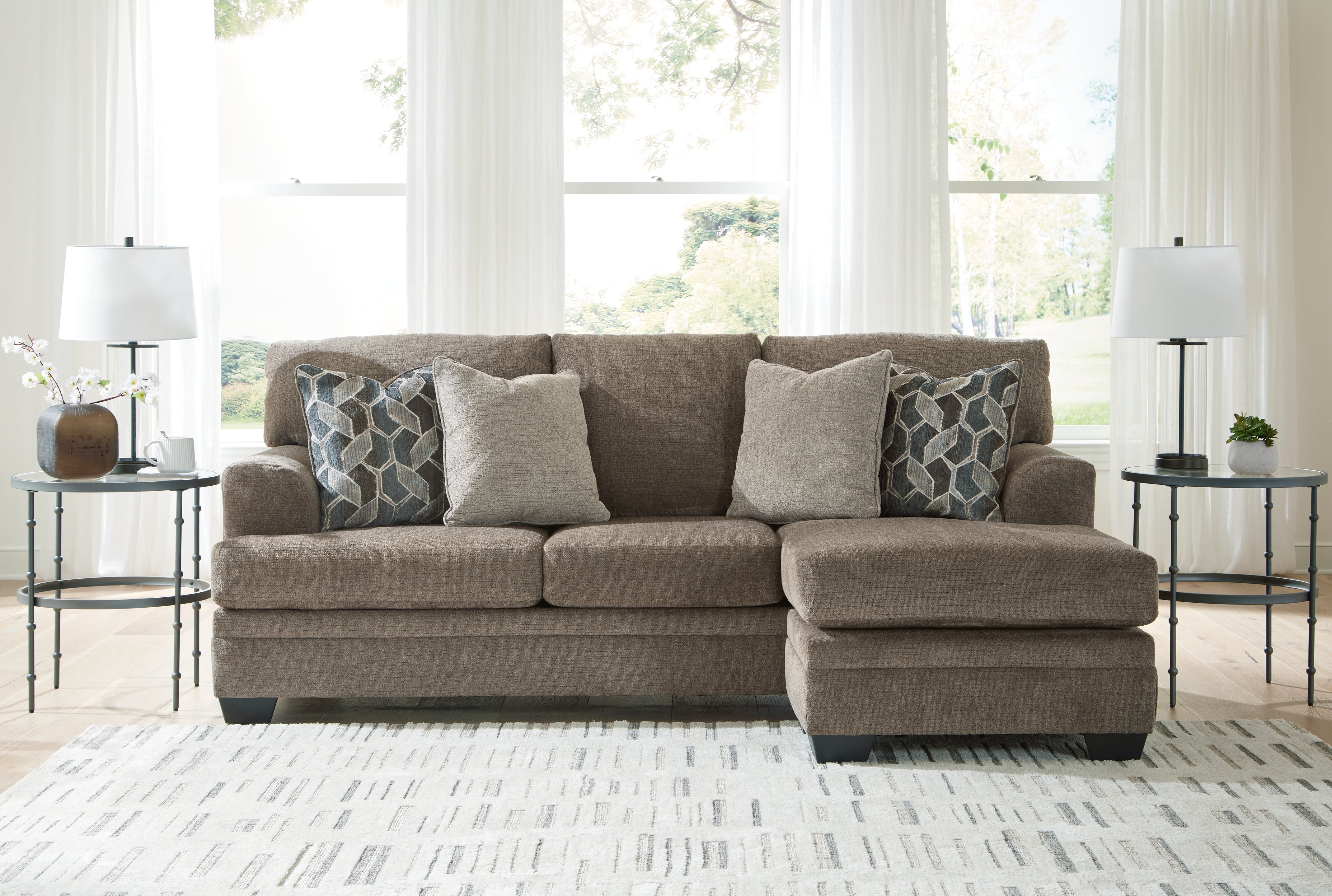 Ashley Furniture - Stonemeade Sofa Chaise - Nutmeg - Dark Brown Fabric - Sofas - Additional View 1