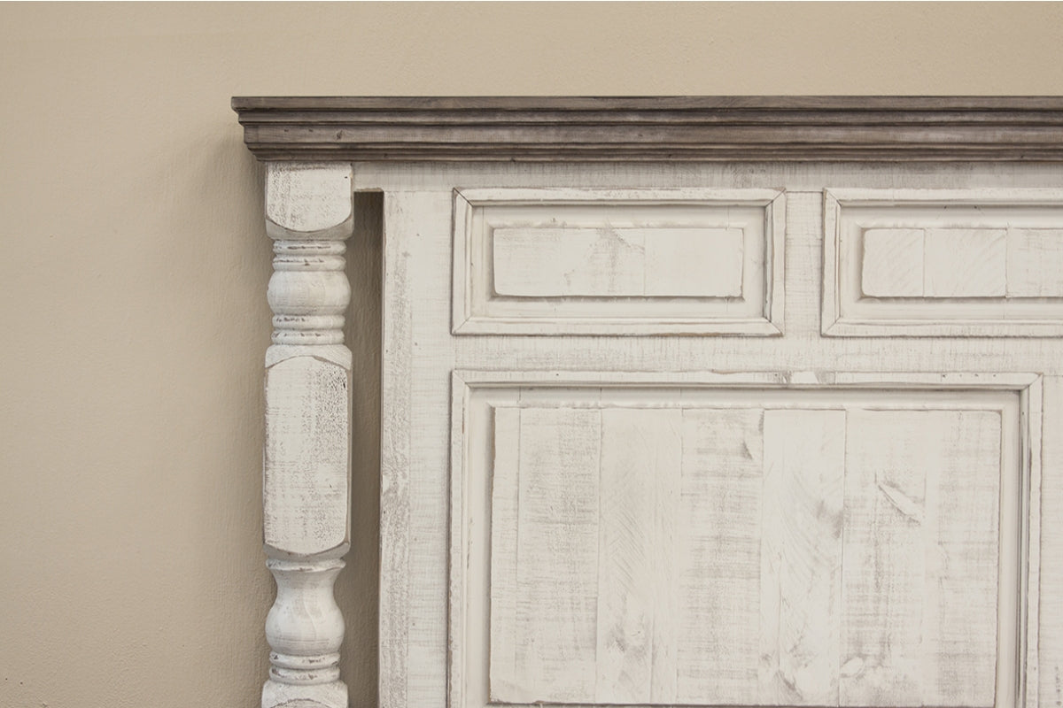 International Furniture Direct - Stone Queen Bed - Beige|Dark Gray Wood - Beds - Additional View 4