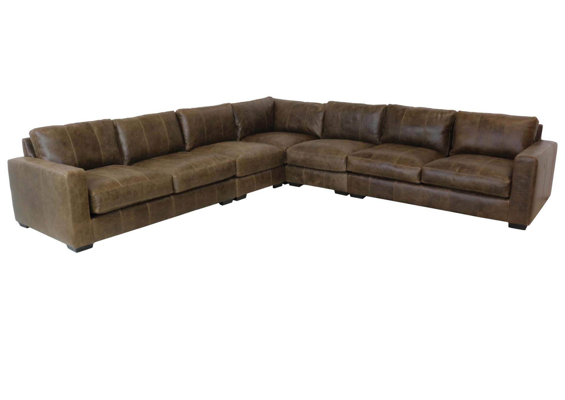 DAWKINS CHESTNUT LEATHER 4 PIECE SECTIONAL