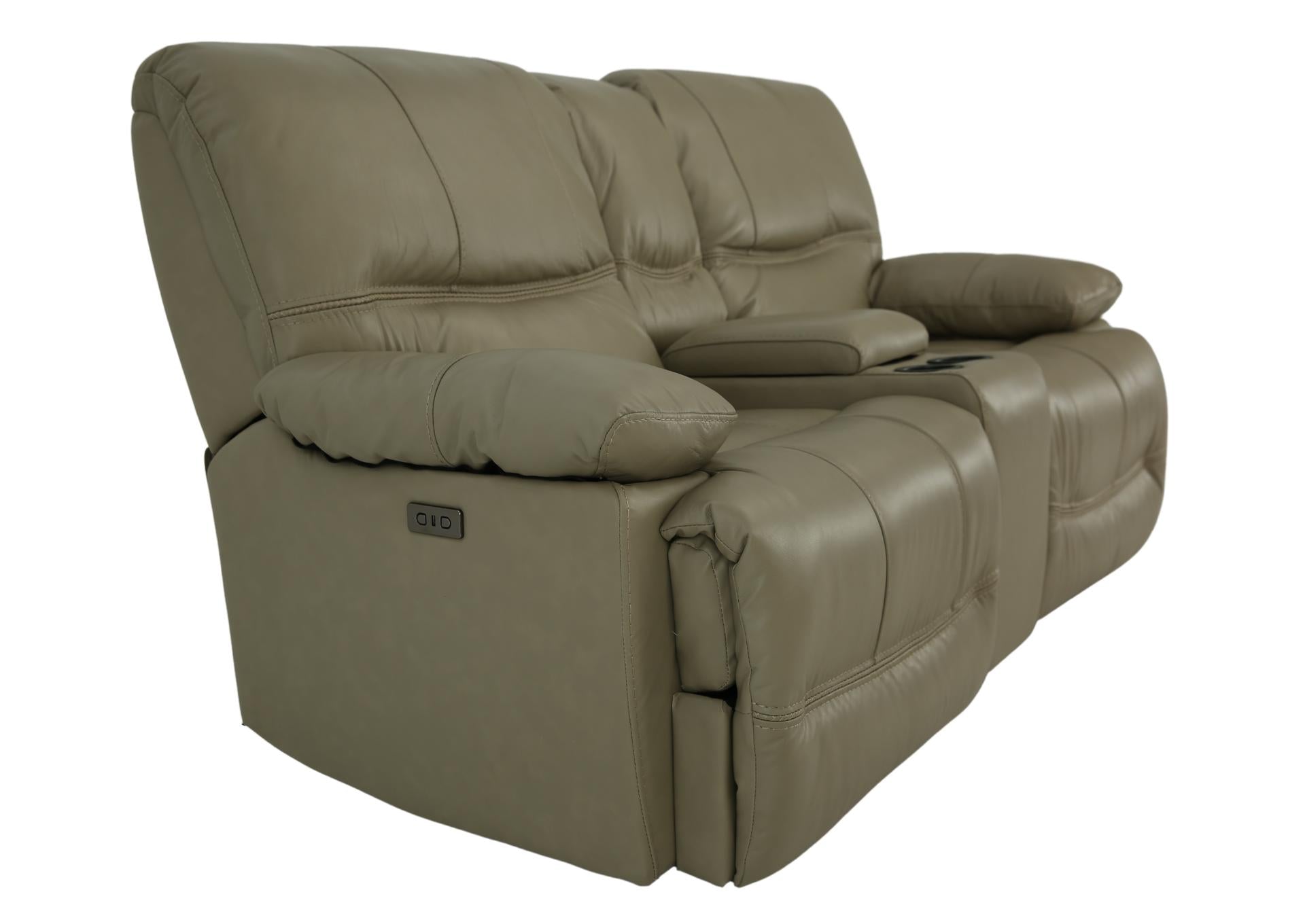 Odessa Leather Power Zero Gravity Reclining Loveseat With Console - Taupe - Additional View 2
