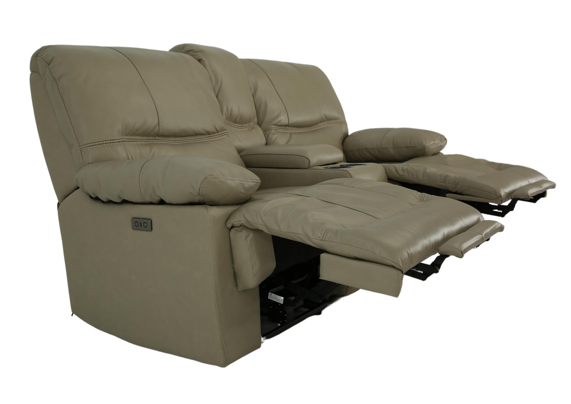 Odessa Leather Power Zero Gravity Reclining Loveseat With Console - Taupe - Additional View 3