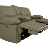 Odessa Leather Power Zero Gravity Reclining Loveseat With Console - Taupe - Additional View 3