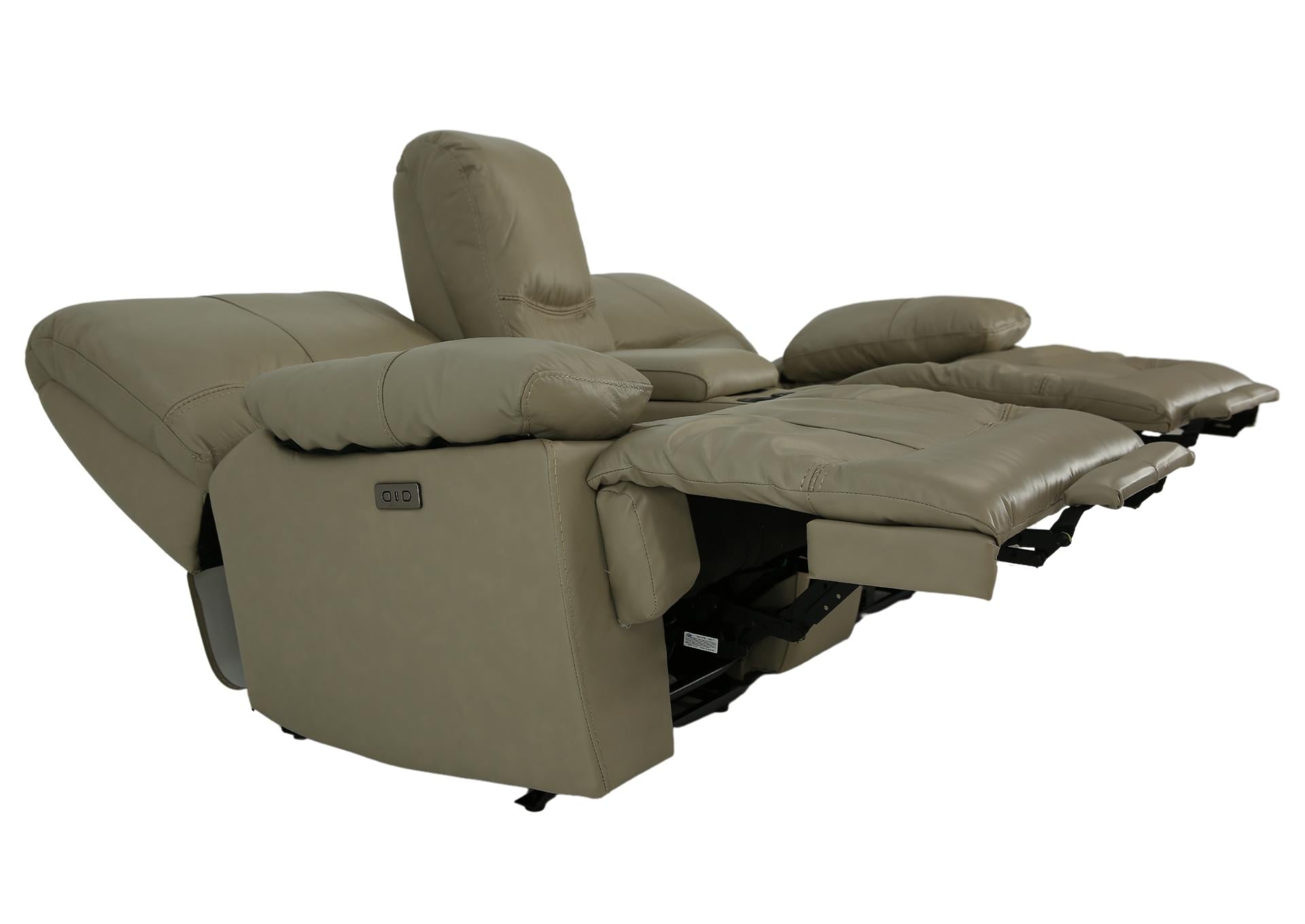 Odessa Leather Power Zero Gravity Reclining Loveseat With Console - Taupe - Additional View 4