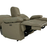 Odessa Leather Power Zero Gravity Reclining Loveseat With Console - Taupe - Additional View 4